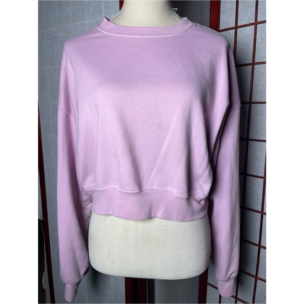 Wild Fable Women's Light Lavender Purple Crewneck Crop Sweatshirt (Size: XL) - Picture 4 of 16